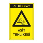 Dikkat Asit Tehlikesi LevhasıDikkat ve Tehlike Levhaları