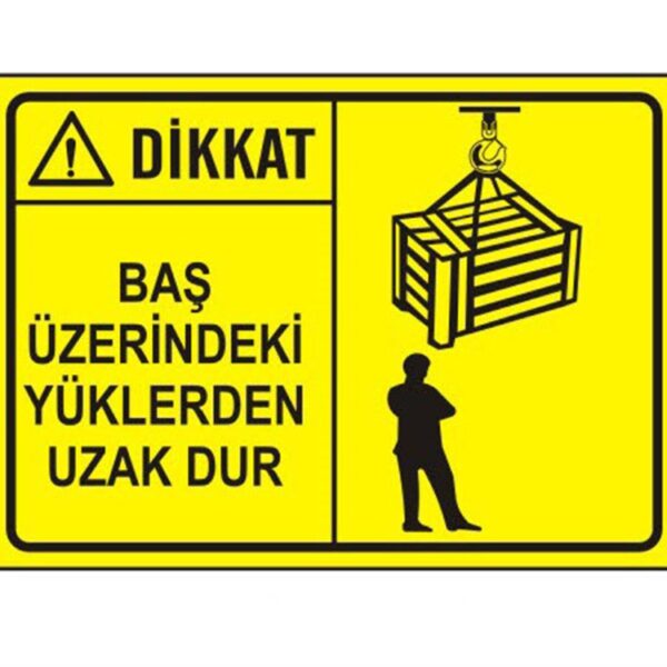 Dikkat Baş Üzerindeki Yüklerden Uzak Dur Levhası