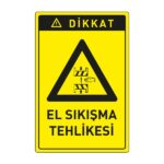 Dikkat El Sıkışma Tehlikesi LevhasıDikkat ve Tehlike Levhaları