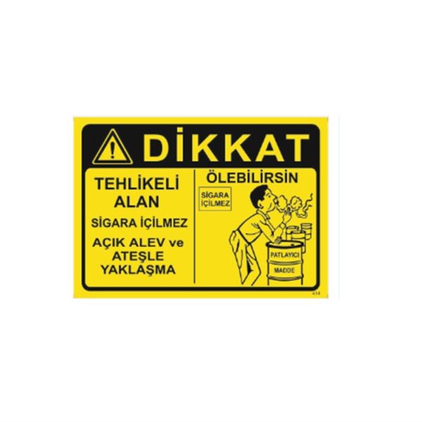 Dikkat Tehlikeli Alan Sigara İçilmez Açık Alev ve Ateşle