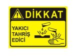 Dikkat Yakıcı Tahriş Edici Levhası