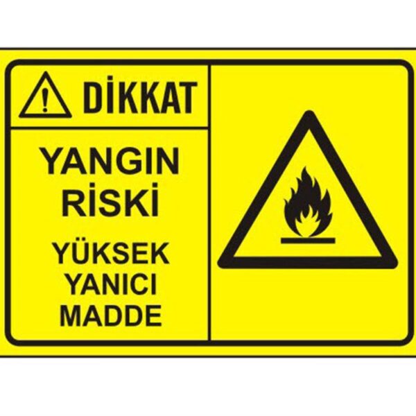 Dikkat Yangın Riski Yüksek Yanıcı Madde Levhası