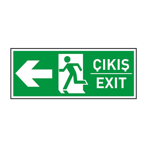 Exit-Çıkış Sol Ok FotolümenliAcil Çıkış Levhaları