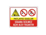 Patlayıcı Gazlar Sigara İçilmez Açık Alev Yasaktır Levhası