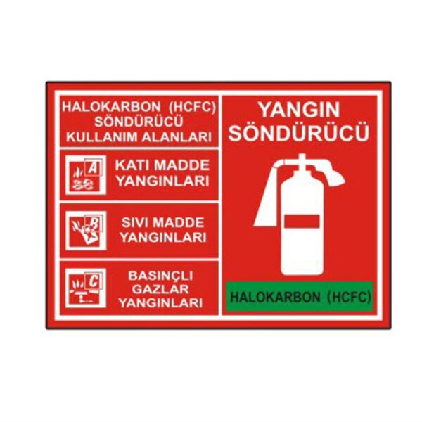 Yangın Söndürücü Halokarbon Kullanım Alanları Levhası