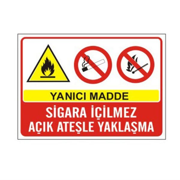 Yanıcı Madde Sigara İçilmez Açık Alev Yasaktır Levhası